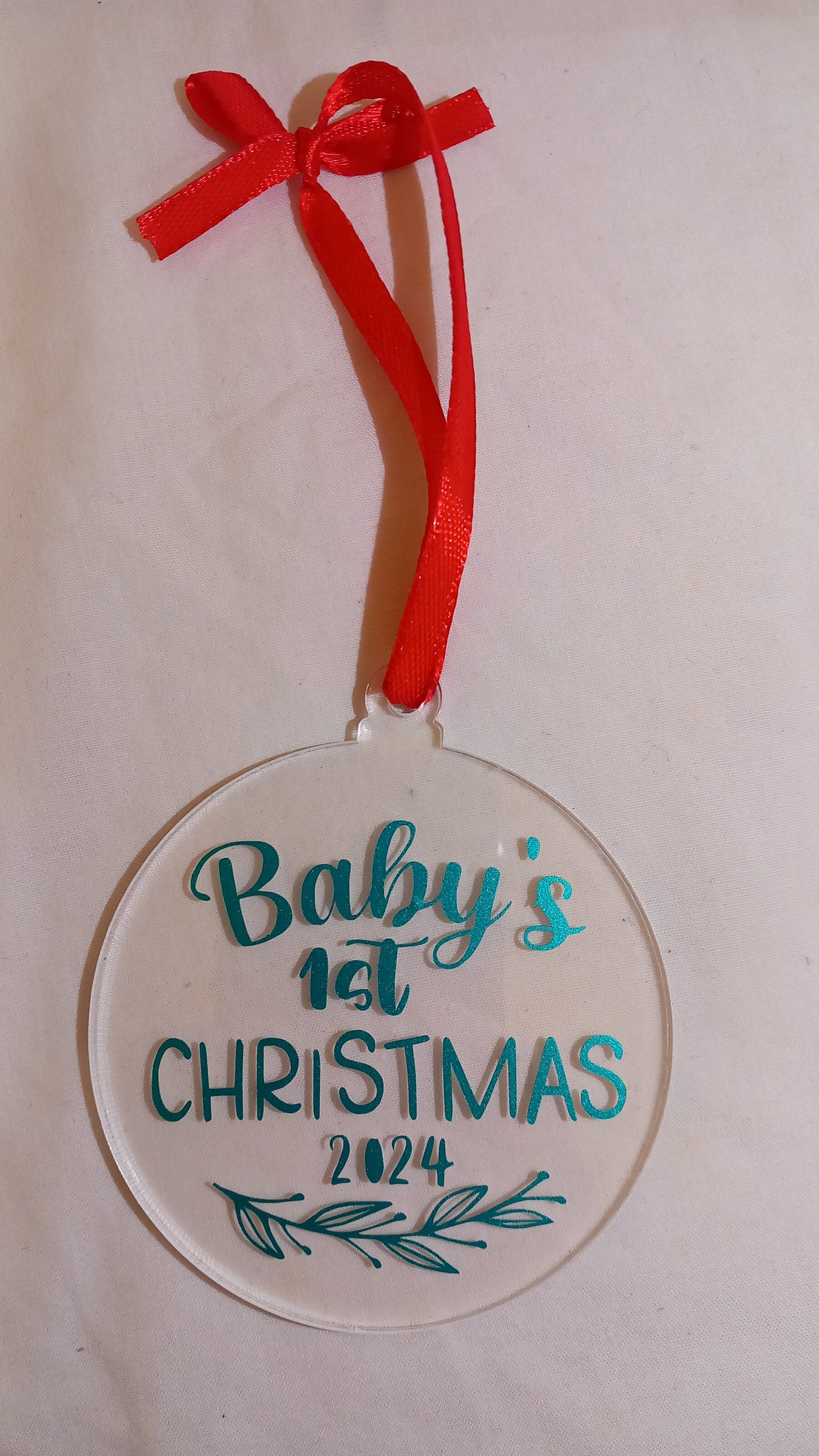 Personalised clear acrylic bauble