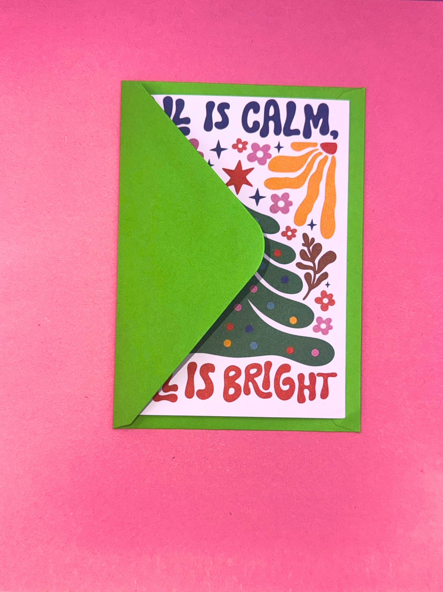 All is calm, All is bright abstract christmas card