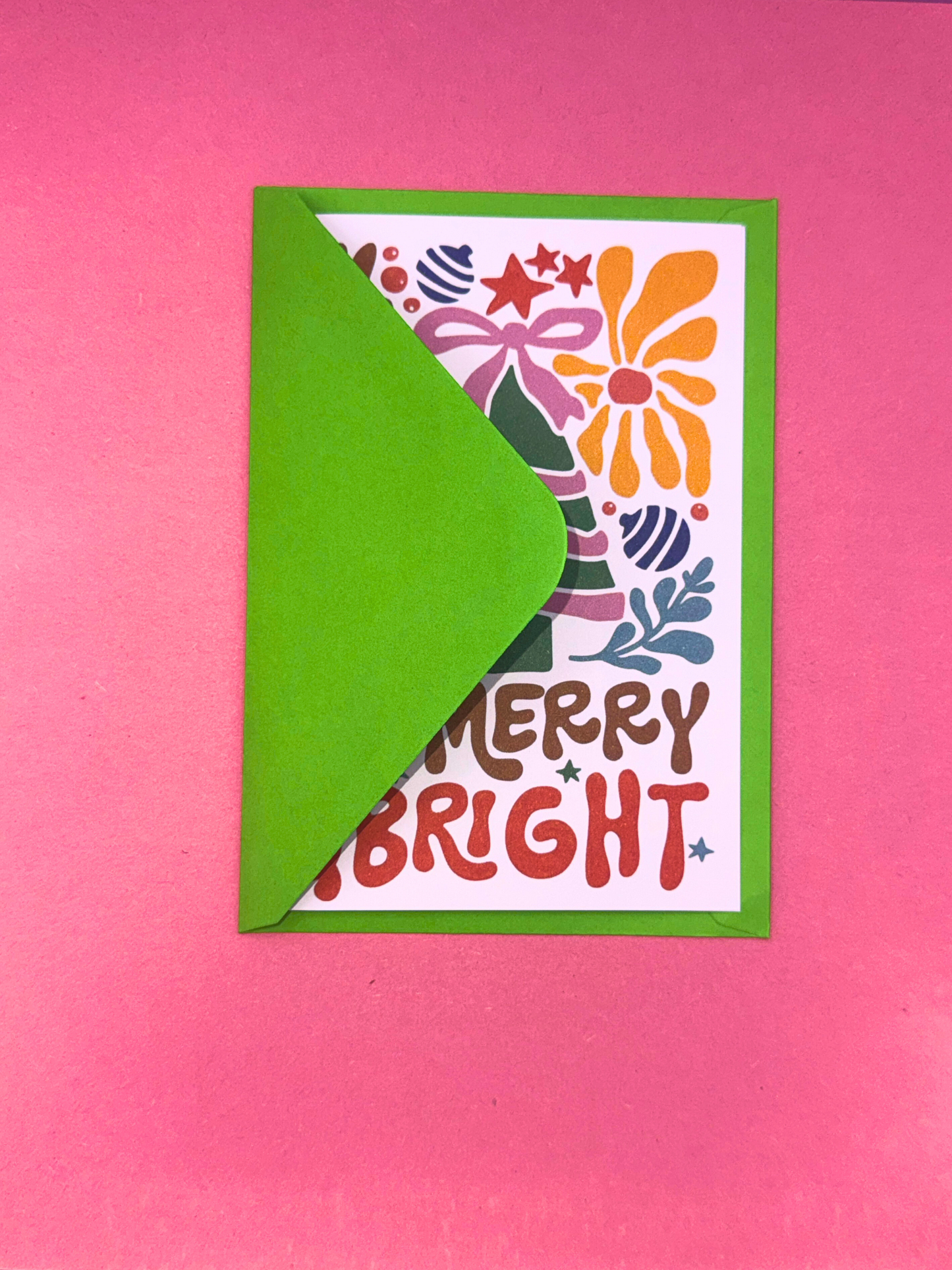 Merry and bright abstract christmas card