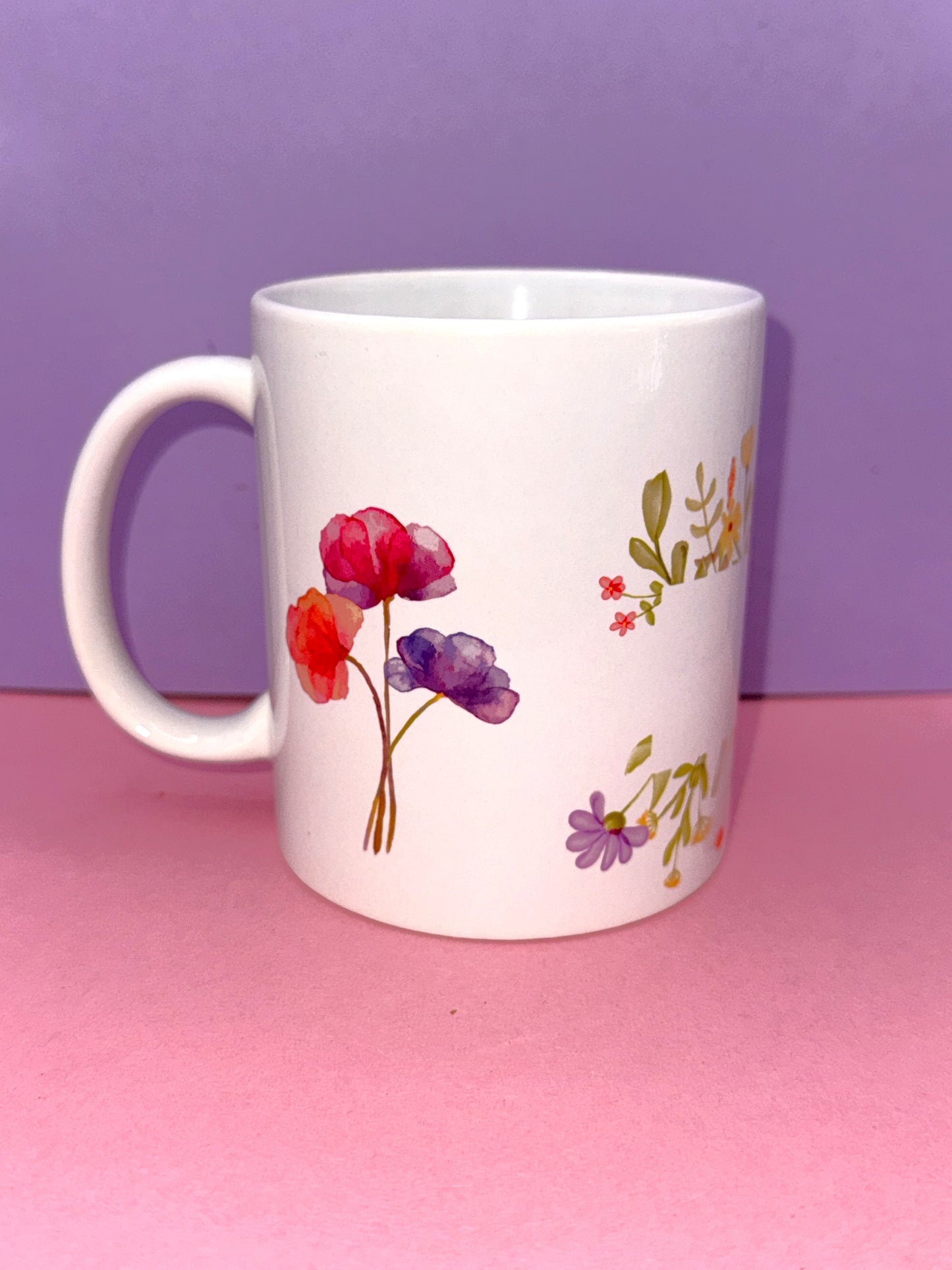 Flower design 11oz mug with name personalisation