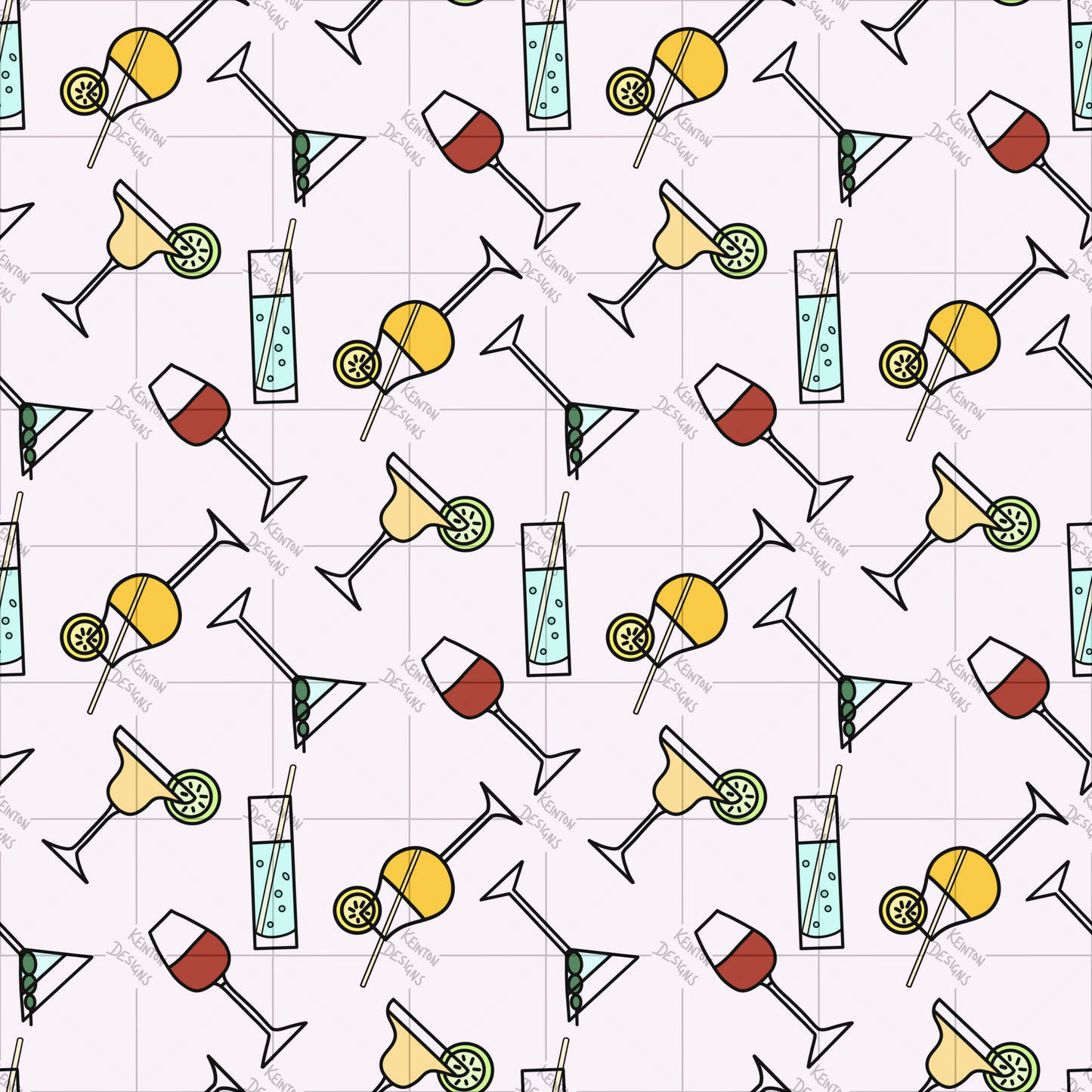 Alcoholic Drinks Seamless Pattern (PATTERN ONLY)