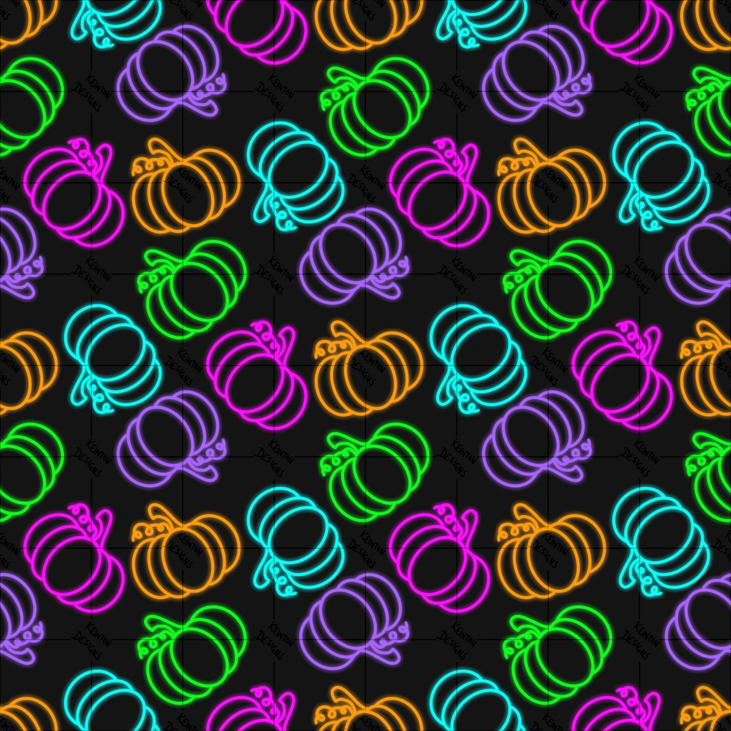 Neon Pumpkins Seamless Pattern (PATTERN ONLY)
