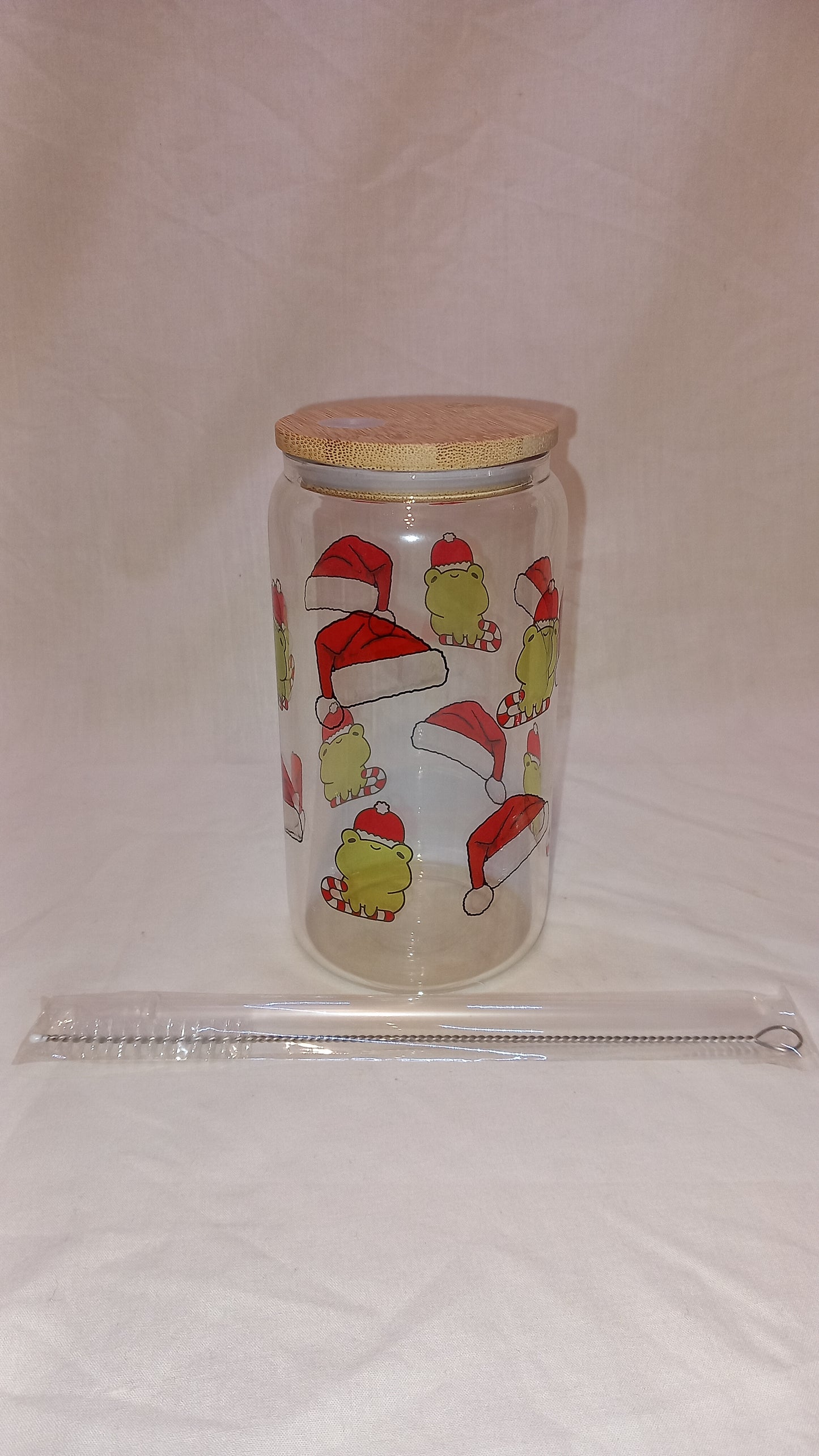 Christmas frog glass tumbler 16oz