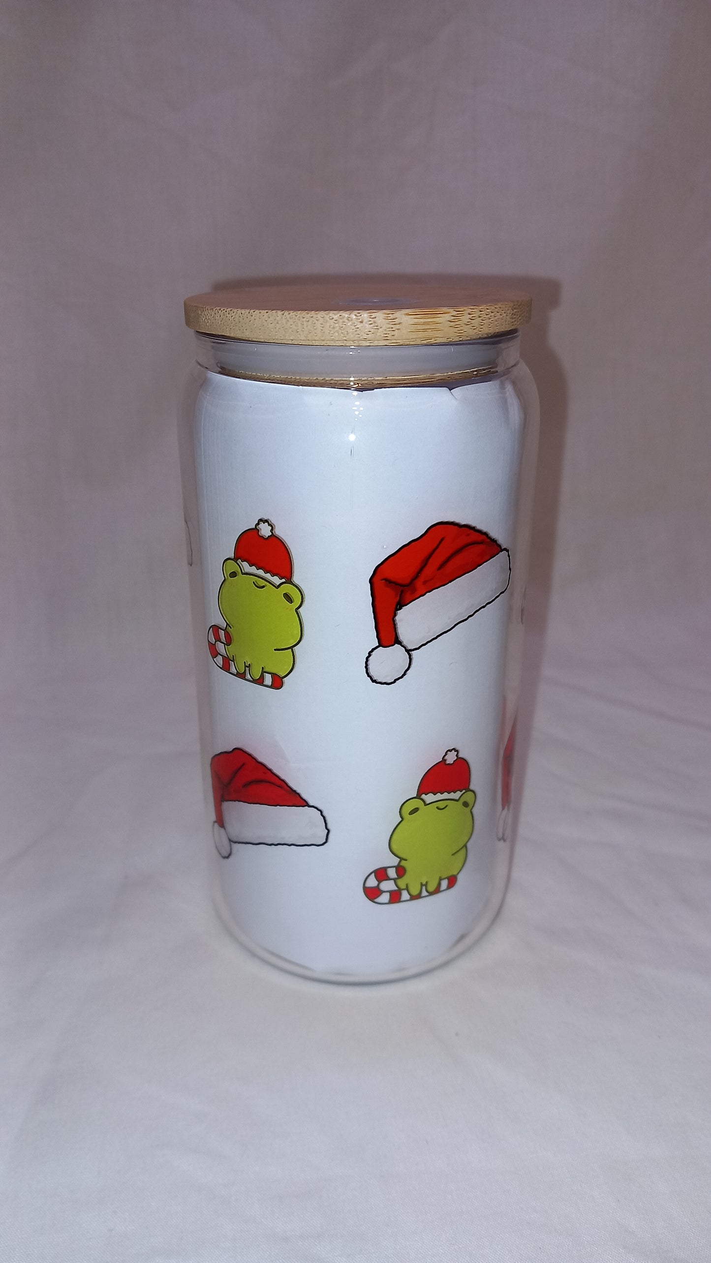 Christmas frog glass tumbler 16oz