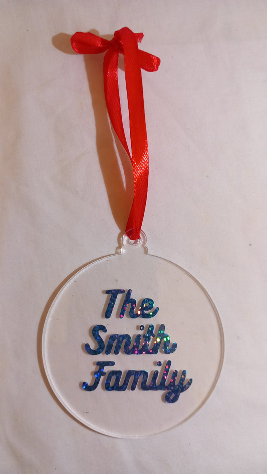 Personalised clear acrylic bauble