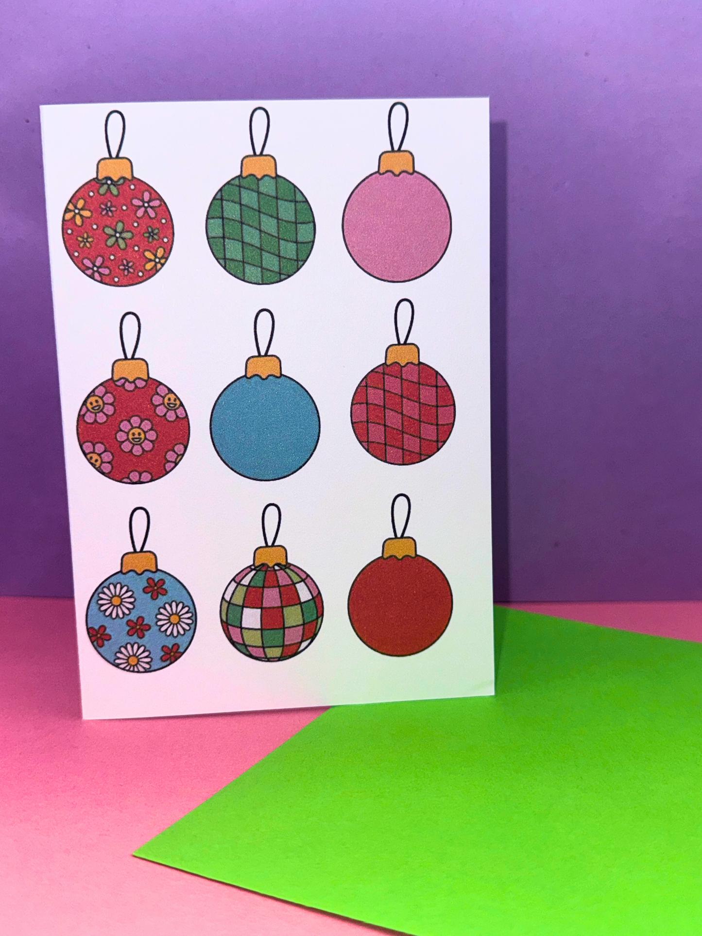 Festive Baubles Christmas Card
