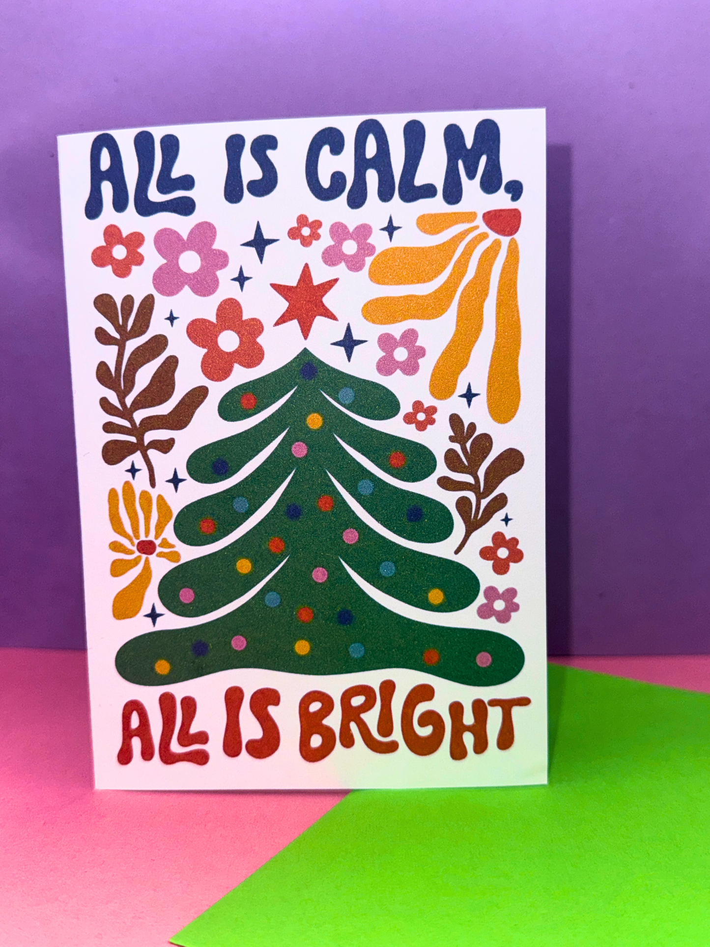 All is calm, All is bright abstract christmas card