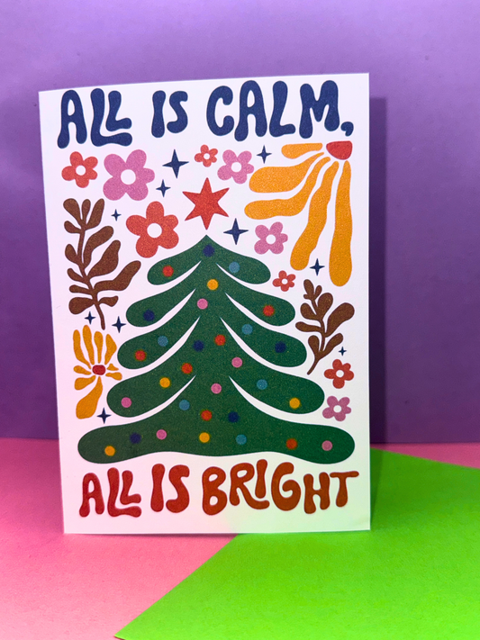 All is calm, All is bright abstract christmas card