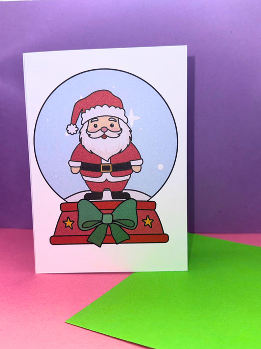 Santa Snowglobe Christmas Card
