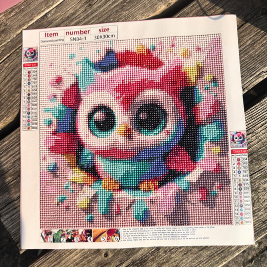 Pink Owl Diamond Art Painting