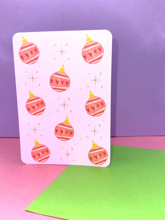 Pink Bauble Christmas Card