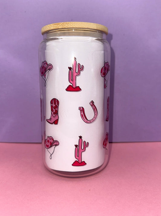 Cowgirl 16oz glass tumbler