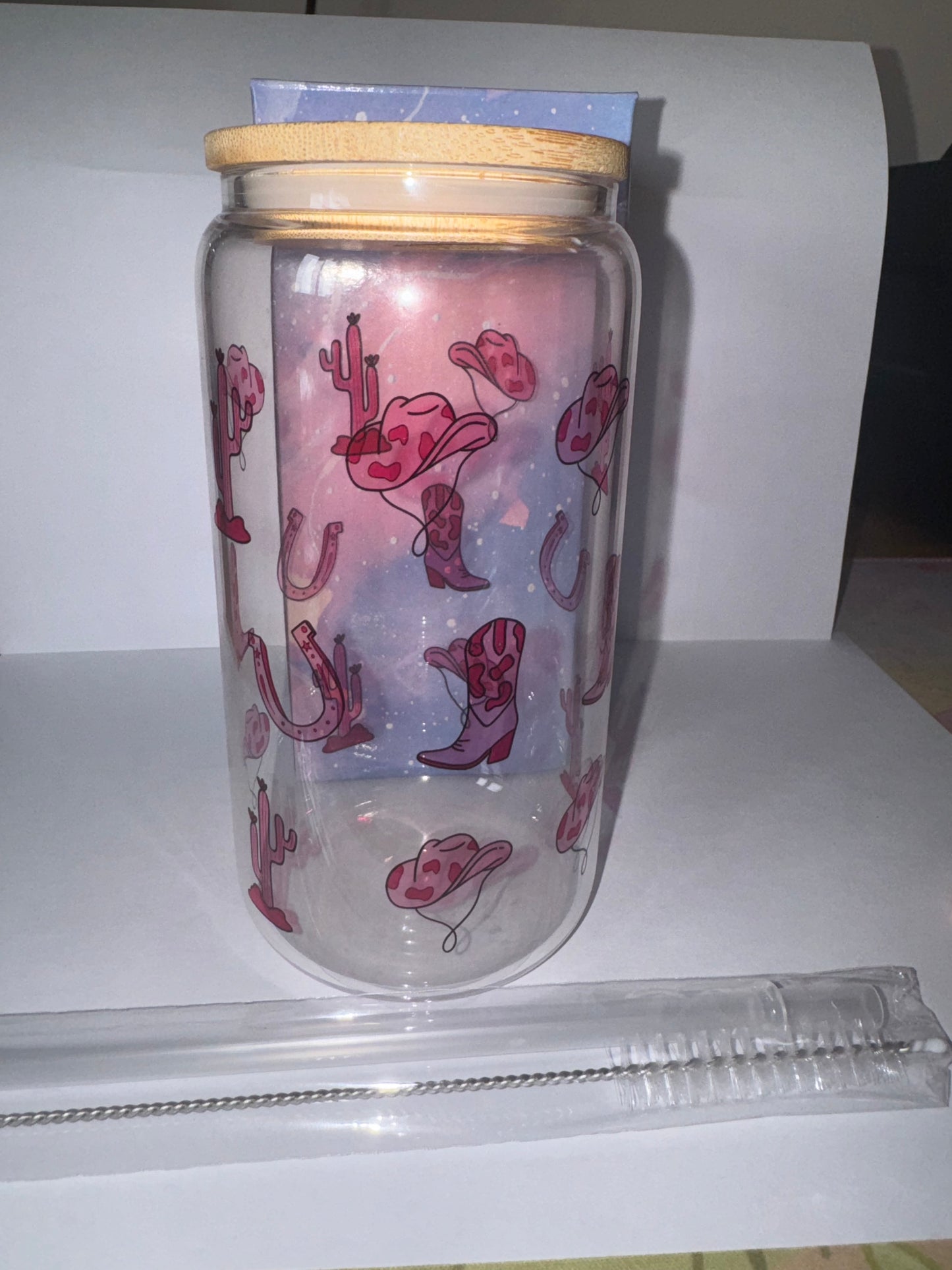 Cowgirl 16oz glass tumbler