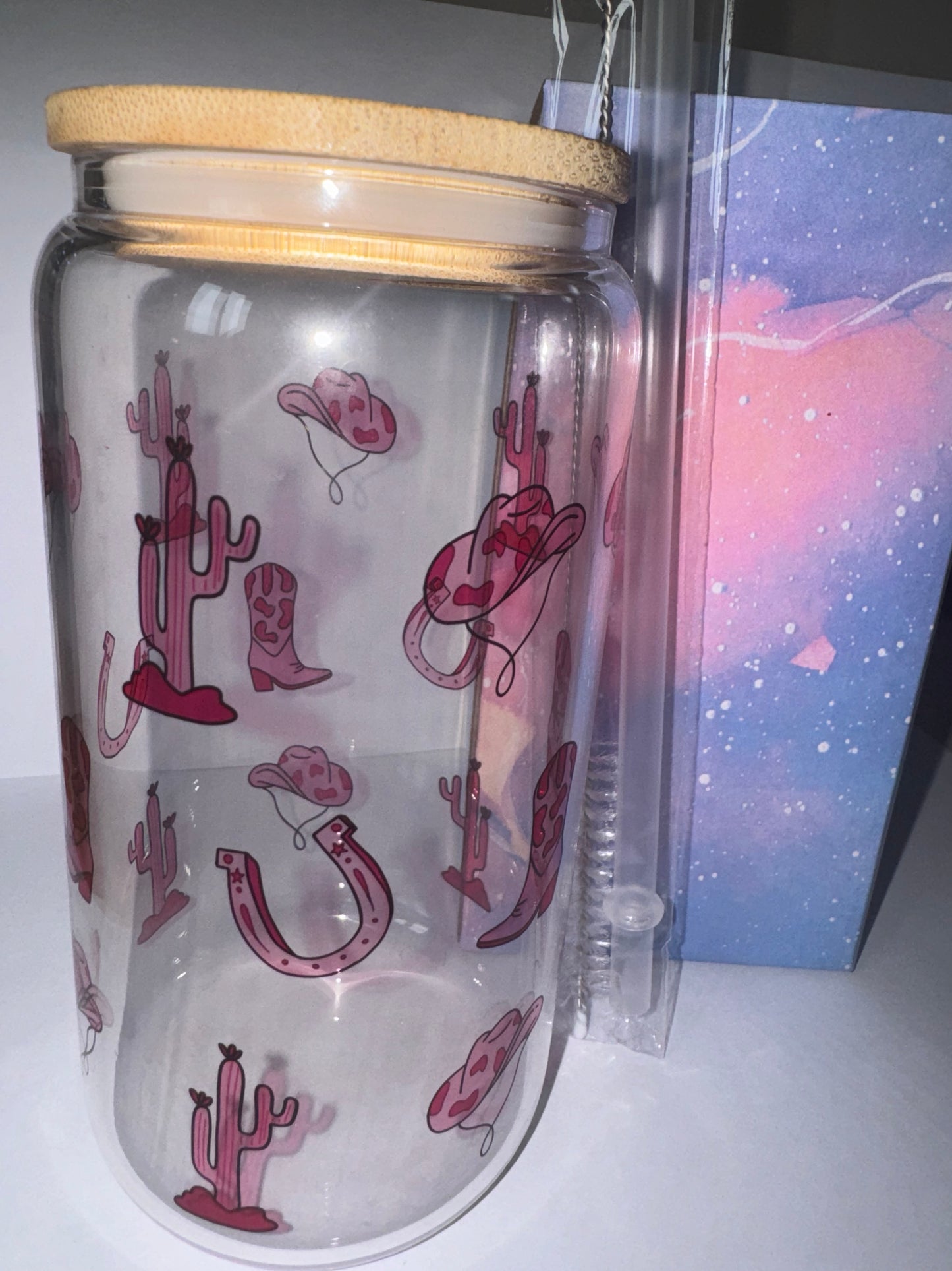 Cowgirl 16oz glass tumbler