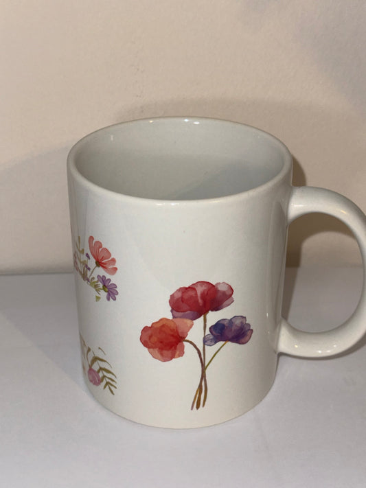 Flower design 11oz mug with name personalisation