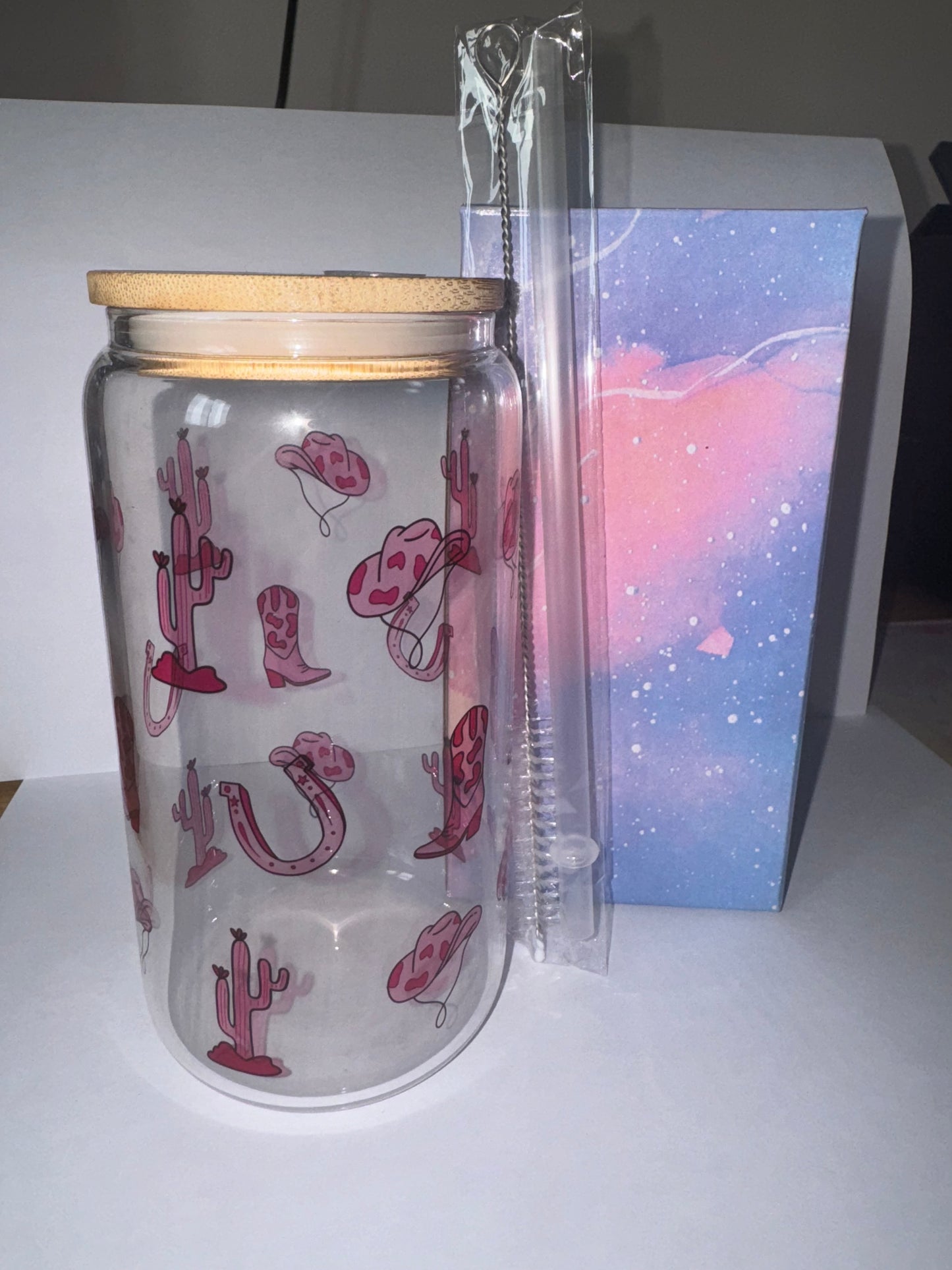 Cowgirl 16oz glass tumbler