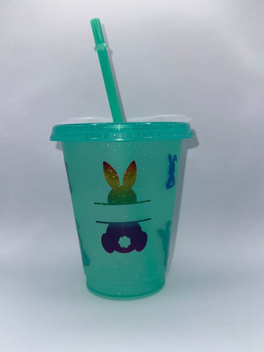 Personalised Easter bunny glitter cold cup