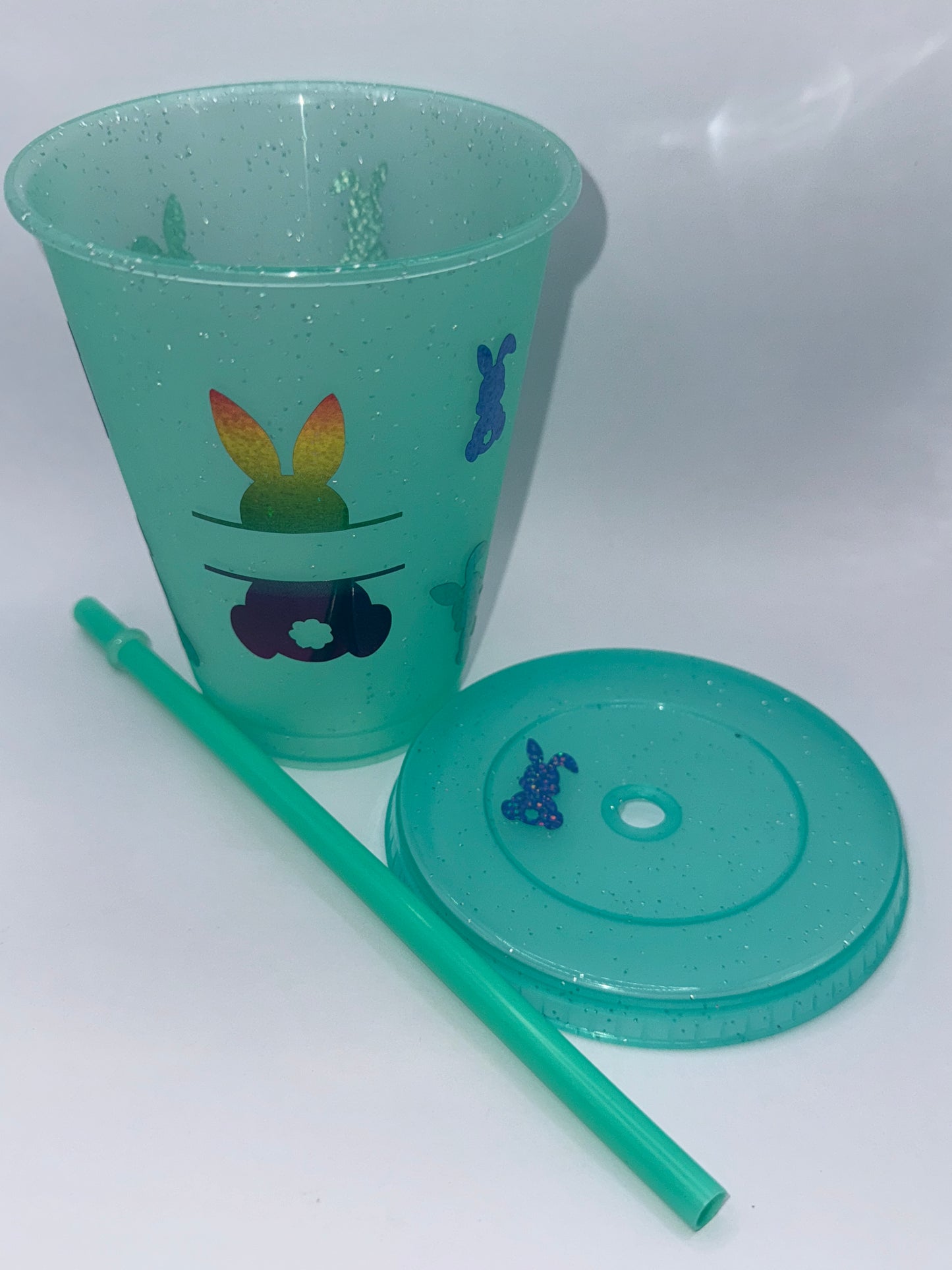 Personalised Easter bunny glitter cold cup