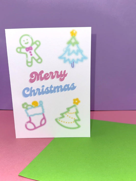 Neon Lights Christmas Card