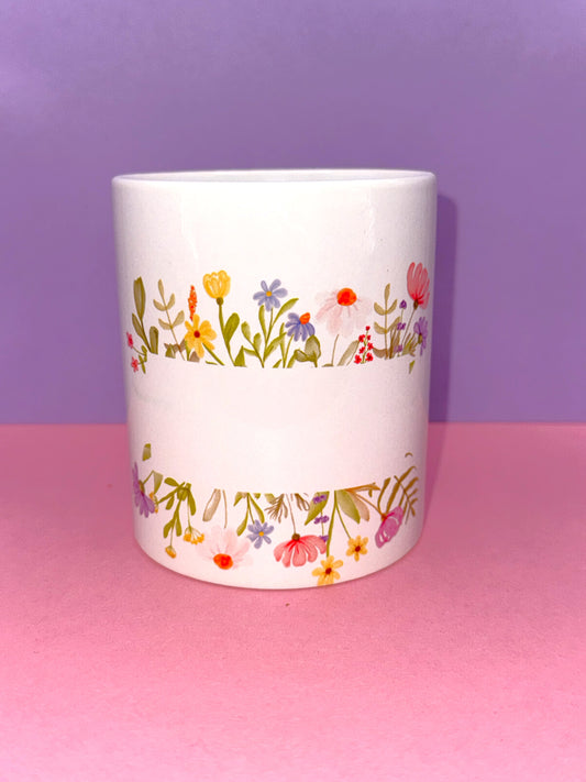 Flower design 11oz mug with name personalisation