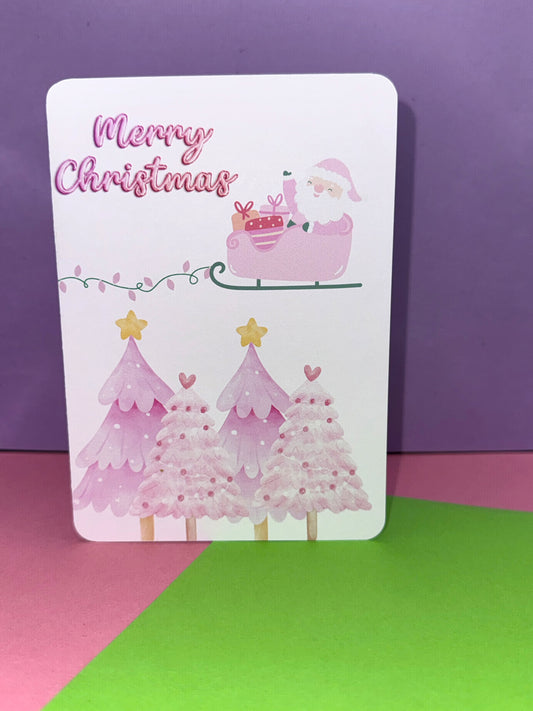 Pink Whimsical Christmas Card