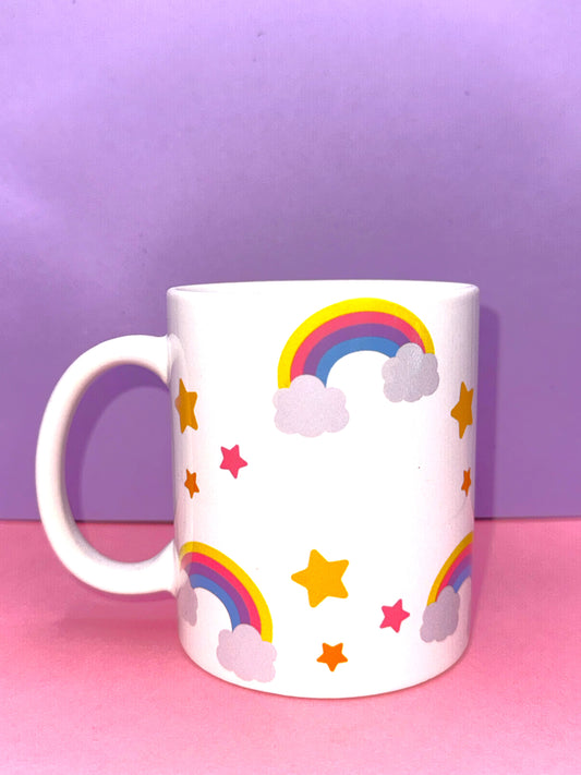 Rainbow and stars 11oz mug (can be personalised)