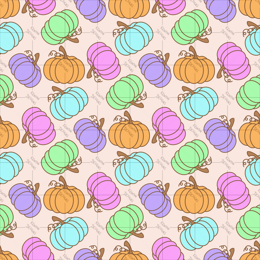 Pastel Pumpkins Seamless Pattern (PATTERN ONLY)