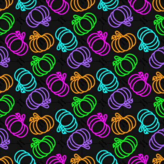 Neon Pumpkins Seamless Pattern (PATTERN ONLY)