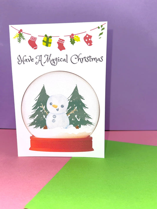 Snowglobe and Snowman Christmas Card